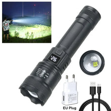 Load image into Gallery viewer, High Strong Power Led Flashlights 2000LM Tactical Torch with Display Light USB Charging Camping Fishing Emergency Zoom Lantern
