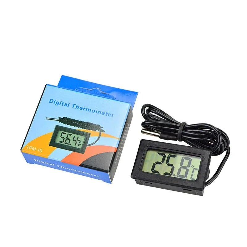 Mini LCD Digital Thermometer with Waterproof Probe Indoor Outdoor Convenient Temperature Sensor for Refrigerator Fridge Aquarium