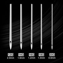 Load image into Gallery viewer, Disposable Sterile Body Piercing Needles 12G 14G 16G 18G 20G Medical Tattoo Needle for Navel Nipple Lip Ring Kit Surgical Tools
