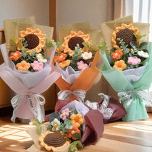 Load image into Gallery viewer, Artificial Flower Crochet Bouquet Handmade Anniversary Sunflower Daisy Bouquet Mothers Day Birthday Gift Eternal Flower

