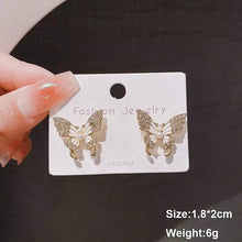 Load image into Gallery viewer, White Flower &amp; Butterfly Dangle Earrings – Acrylic Pearl Heart Jewelry
