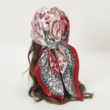 Load image into Gallery viewer, Satin Square Scarf – Elegant 2025 Print Hijab, Shawl &amp; Hair Wrap
