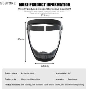 Work Protection Mask Transparent Facial Protector Face FaceMask Protective Outdoor Heating Home Kitchen Tools Full Face Mask