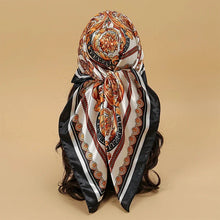 Load image into Gallery viewer, Satin Square Scarf – Elegant 2025 Print Hijab, Shawl &amp; Hair Wrap
