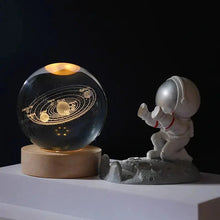 Load image into Gallery viewer, Kids LED Crystal Ball Lamp – 3D Moon &amp; Galaxy Table Decor Toy
