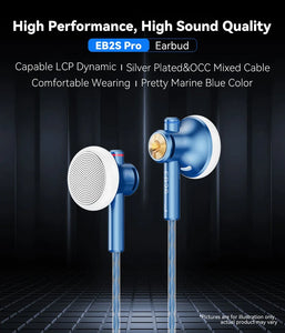 NiceHCK EB2S PRO HIFI Wired Microphone Earphone 15.4mm Dynamic Unit Earbud Bass Headset With Silver Plated OCC Mixed Cable IEM