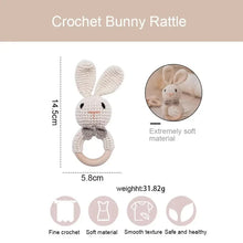 Load image into Gallery viewer, Baby Crochet Rattle Wooden Teether Toy BPA Free
