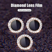 Load image into Gallery viewer, Glitter Diamond Rhinestones Metal Ring Camera Tempered Glass For iPhone 11 12 13 14 Pro Max Mini Plus Lens Protector Full Cover 9H Tempered Glass Camera Lens Protector Metal Single Ring Full Coverage Camera Lens Protector
