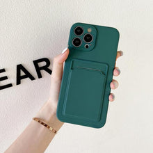 Load image into Gallery viewer, White Luxury Card Holder Phone Case for iPhone 13 12 Pro Wallet Soft Back Cover Shockproof  Cute Protective Case for iPhone Cute Case With Card Holder
