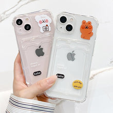 Load image into Gallery viewer, Transparent Cute Heart Pattern Phone Cases For iPhone 13 14 Pro Max Simple Luxurious Love Gradient Silicon Wallet Cover Card Holder Shockproof Bumper Protective Cover
