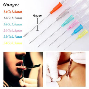 1-50PCS Sterile Piercing Needle Disposable I.V. Catheter Cannula Ear Nose Septum Navel PIERC Needles Set 14G 16G 18G 20G 22G 24G