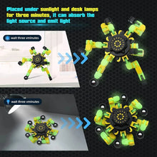 Load image into Gallery viewer, 4PCS Glow-in-the-Dark Fidget Spinners – Deformable Robot Sensory Toys for Kids &amp; Adults | Stress Relief Fingertip Gyro Party Favors

