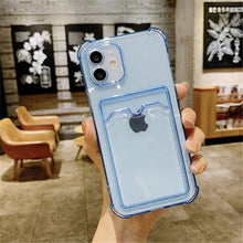 Load image into Gallery viewer, Simple Clear Silicone Wallet Case for iPhone 14 13 12 11 Pro XS Max X XR Shockproof Lens Protection Card Cover Shockproof Soft Bumper Clear Case Classic Stylish Case
