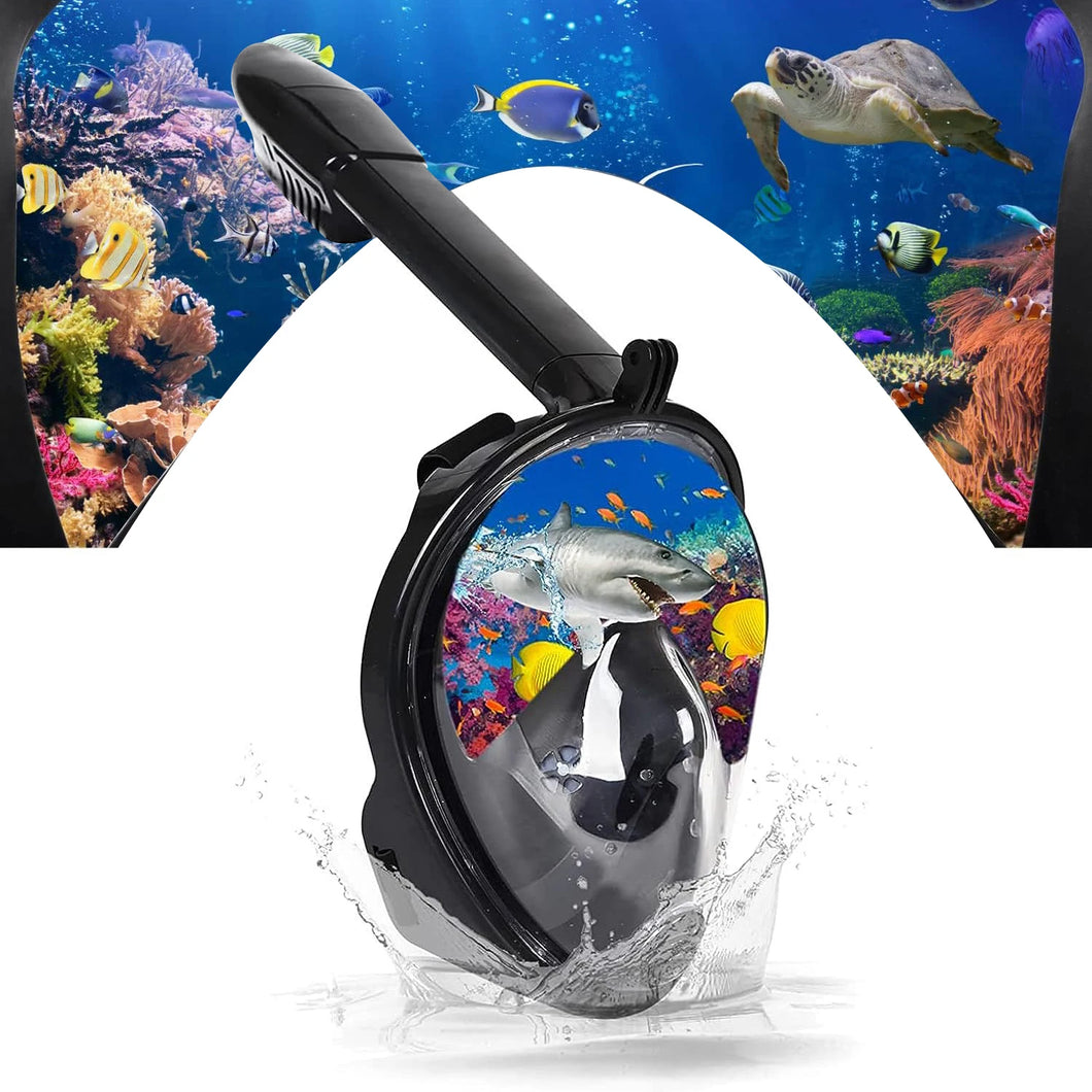 Full Face Snorkel Mask Adults,Suitable for Beginners Dry Top Snorkeling Gear 180 Degrees Panoramic View,Anti-Fog Anti-Leak