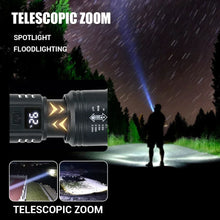 Load image into Gallery viewer, High Strong Power Led Flashlights 2000LM Tactical Torch with Display Light USB Charging Camping Fishing Emergency Zoom Lantern
