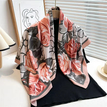 Load image into Gallery viewer, 90x90cm Square Silk-Feel Scarf – Luxury Women’s Shawl &amp; Head Wrap
