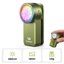 Load image into Gallery viewer, Wurkkos HD03 680LM Mini Clip Light USB C Rechargeable Pocket Flashlight Spotlight/Floodlight Portable EDC RGB Torch with Magnet
