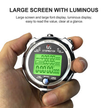 Load image into Gallery viewer, Professional Metal Luminous Digital Stopwatch Timer Multifuction Portable Sports Running Training Timer Chronograph Stop Watch
