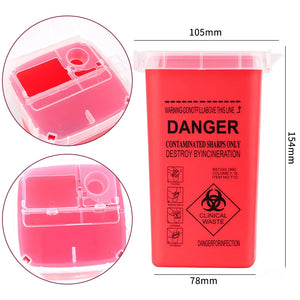 1L Capacity Sharps Container Medical Needles Bin Biohazard Tattoo Piercing Needles Disposal Collect Box Tattoo Artist Waste Box