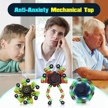 Load image into Gallery viewer, 4PCS Glow-in-the-Dark Fidget Spinners – Deformable Robot Sensory Toys for Kids &amp; Adults | Stress Relief Fingertip Gyro Party Favors

