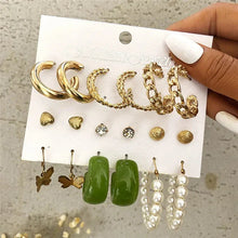 Load image into Gallery viewer, Gold Butterfly &amp; Heart Dangle Earrings Set – Acrylic Drop Jewelry for Women
