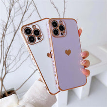 Load image into Gallery viewer, Luxurious Heart Soft Anti-Scratch Full Lens Protection Silicone Girls Shockproof Phone Case for iPhone Phone Case For iPhone 14 13 12 Pro 12Mini Soft Women Elegant Love Heart Shockproof Bumper Phone Case
