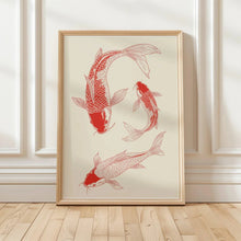 Load image into Gallery viewer, Japanese Red Koi Fish Canvas Wall Art Minimalist Poster
