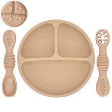 Load image into Gallery viewer, Silicone Baby Sucker Plate &amp; Rice Spoon Set Cute Cartoon Tableware
