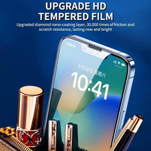 Load image into Gallery viewer, 30D Diamond New upgrade Full Cover Screen Glass For iPhone 14 13 12 11 Pro Max Mini XR X XR XS Tempered Glass Screen Protector Dust Proof Tempered Glass Screen Protector for iPhone
