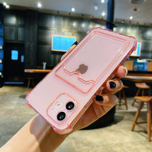Load image into Gallery viewer, Simple Clear Silicone Wallet Case for iPhone 14 13 12 11 Pro XS Max X XR Shockproof Lens Protection Card Cover Shockproof Soft Bumper Clear Case Classic Stylish Case
