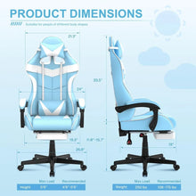 Load image into Gallery viewer, Light Blue Gaming Chair with Footrest,Lovely Cute Bunny Computer Gamer Chair,Kawaii Desk Chair
