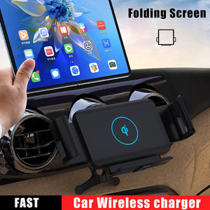 Automatic Clamping Car Wireless Charger for Samsung Galaxy Z Fold 5 4 3 Note20 9 iPhone 12 11 13 Max Air Vent Mount Phone Holder