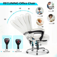 Load image into Gallery viewer, Office Chair with 7 Point Vibrating Massage&amp;Heat Functions, Ergonomic Recliner Chair w/Footrest PU Leather Wide Computer Desk Ch
