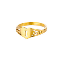 Load image into Gallery viewer, Fashion Hollow Initial Letter Heart Rings For Women Gold Color Stainless Steel A-Z Letter Ring Aesthetic Wedding Jewelry Gift
