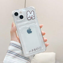 Load image into Gallery viewer, Transparent Cute Heart Pattern Phone Cases For iPhone 13 14 Pro Max Simple Luxurious Love Gradient Silicon Wallet Cover Card Holder Shockproof Bumper Protective Cover
