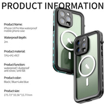 Load image into Gallery viewer, Waterproof Case For iPhone 14 Pro Max 14 Pro iPhone 13 Pro Max Protector Full Body Protective Dustproof Magnetic Phone Case Waterproof 360 Degree All-Round Protection with Built-in Screen Protector Outdoor Transparent  Shockproof Case
