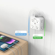 Load image into Gallery viewer, TESSAN Multi Outlet Splitter with 8 AC Outlets &amp; 3 USB (1 USB C) Surge Protector Multi Outlet Extender for Home Office Dorm
