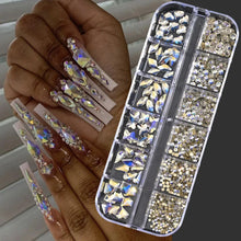 Load image into Gallery viewer, 100/50cm Luxury Crystal Chain Nail Charms - 1.5/2mm Clear &amp; AB Diamond Nail Art Decoration
