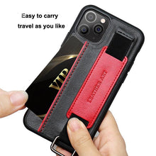 Load image into Gallery viewer, Classic Vintage Design Leather Belt Style With Strap Case for iPhone 14 13 12 Mini 11 Pro Max XS XR Max 8 7 6S Plus PU Leather Wristband Card Holder Full Cover Business Simple Iphone Case For Men And Women
