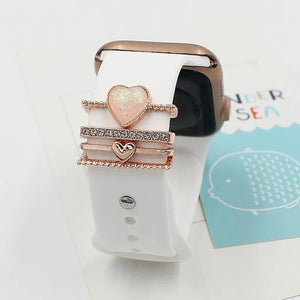 Metal Charms Decoration For Apple Watch Strap 5 Pcs Diamond Jewelry Ring for Iwatch Samsung Galaxy Watch Band Accessories Nails