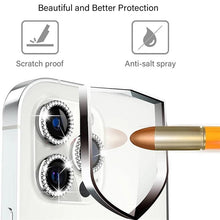 Load image into Gallery viewer, Bling Glitter 9h Hardness Drop-proof Metal Individual Ring Protector For Iphone 14 Pro Max Diamond Metal Camera Protector On For Iphone 14 Plus 14pro Max 14 Pro Camera Protector 3pcs/set Lens Glass
