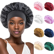 Load image into Gallery viewer, Women’s Satin Bonnet – Wide-Brim Night Sleeping &amp; Hair Care Cap
