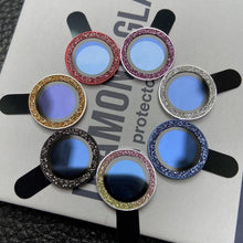 Load image into Gallery viewer, Bling Diamond Camera Lens Protector For iPhone 14 13 12 11 Pro Max Metal Ring Lens Glass Glitter Protective Cap iPhone 13 mini Camera Lens Protector Sparkle Diamond Ring Metal Alloy HD Glass for iPhone

