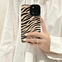 Load image into Gallery viewer, Luxury Zebra Pattern PU Leather Phone Case for iPhone 7 8 Plus X XR XS 11 12 13 14 Pro Max Soft Silicon Cover Girl Black White Zebra Print Phone Cover Black Soft Leather Black White Case For iPhone
