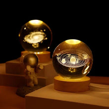 Load image into Gallery viewer, Kids LED Crystal Ball Lamp – 3D Moon &amp; Galaxy Table Decor Toy
