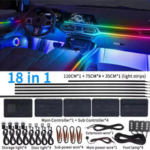 Load image into Gallery viewer, Universal 18-in-1 RGB Car Ambient Light – Interior Neon Strip Kit
