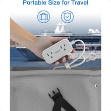Load image into Gallery viewer, Small Power Strip Extension Cord with 2 AC Outlets 3 USB Ports Mini Desk Charging Station for Cruise Travel Office School Dorm
