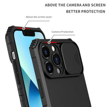 Load image into Gallery viewer, Blue Shockproof Adjustable Stand Case For iPhone 14 13 12 11 Pro Max Built Slide Camera Protection Case With Kickstand Shockproof Protection Modern Design for iPhone
