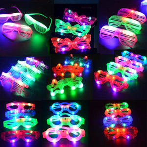 12pcs Adult Kids Women LED Glasses Light Sunglasses Glow Blind Shutter Neon Flash Bar Birthday Wedding Party Halloween Christmas