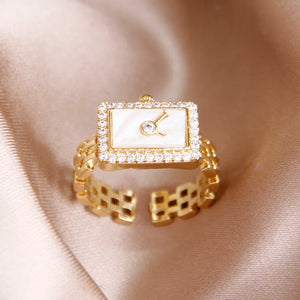 2023 New Arrival Zircon Watch Adjustable Rings For Women Delicate Jewelry 14k Gold Color Wedding Crystal Rings